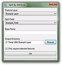Split By Attribute Tool dialog
