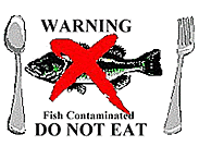 Warning Fish Contaminated DO NOT EAT sign