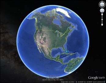 Figure 1. Google Earth Pro is computer program used to view remotely sensed imagery (satellite, aerial, and terrestrial) referenced to the earth.