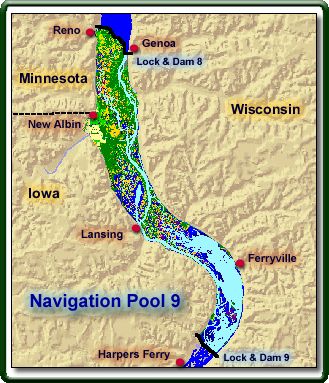 Study Area: Pool 9 - Reach 1 -  Upper Mississippi River near De Soto, Wisconsin