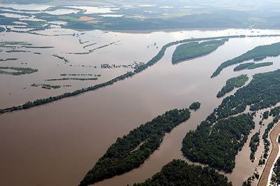 Aerial photo of flooded Missouri