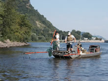 Wisconsin Department of Natural Resources staff electroshocking fish on the Upper Mississippi River for the Long Term Resource Monitoring Program