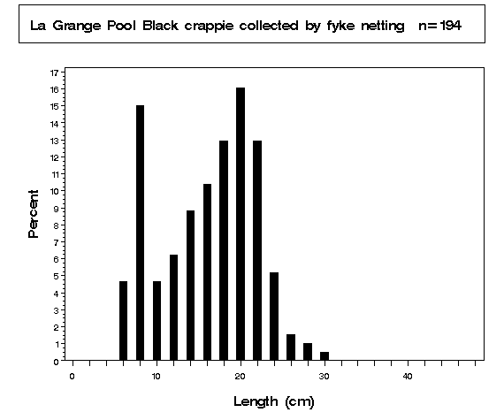 La Grange Pool Black crappie collected by fyke netting