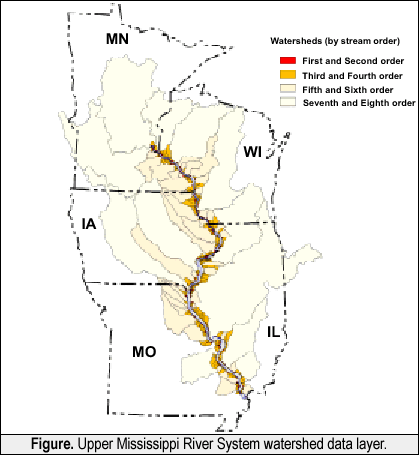 Figure. Upper Mississippi River System watershed data layer.