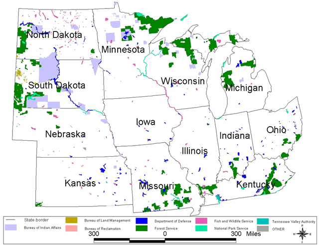 Lands managed by the Department of the Interior in the Upper Mississippi Region