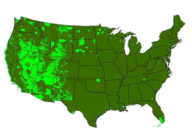 Lands managed by the Department of the Interior