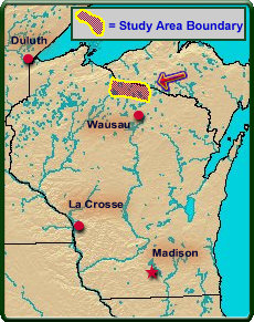 Study Area: Iron and Vilas Counties, Wisconsin