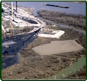 Photo caption: Doe Run Smelter, Herculaneum, Missouri, showing Joachim Creek 